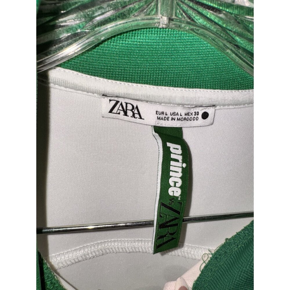 Prince x Zara White & Navy Full-Zip Jacket  crop L Green Accents Polyester Blend - Picture 3 of 4